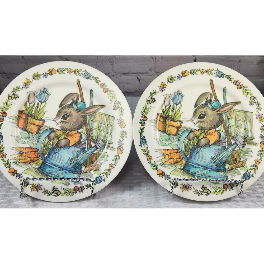 Two Vintage Peter Rabbit Child's Dishes Melamine Plates 90s Y2K Easter